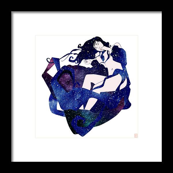 Woman Framed Print featuring the digital art Celestial by Stevyn Llewellyn
