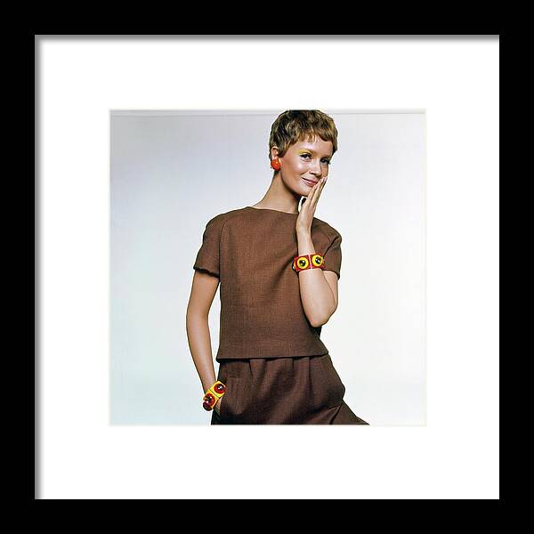 Fashion Framed Print featuring the photograph Celia Hammond Wearing Charles Cooper by Bert Stern