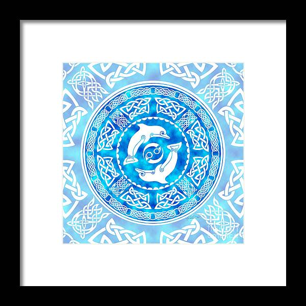 Artoffoxvox Framed Print featuring the mixed media Celtic Dolphins by Kristen Fox