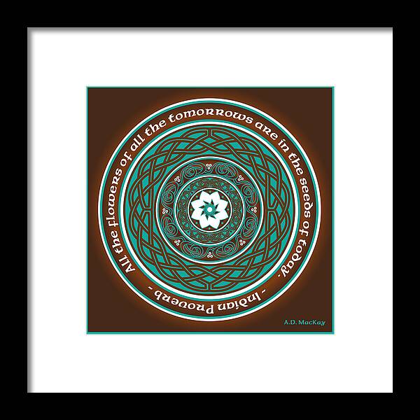 Celtic Art Framed Print featuring the digital art Celtic Lotus Mandala by Celtic Artist Angela Dawn MacKay