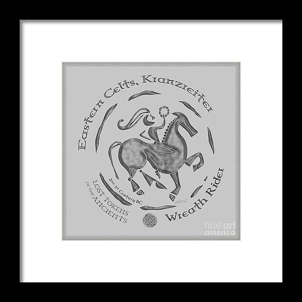 Artoffoxvox Framed Print featuring the mixed media Celtic Wreath Rider Coin by Kristen Fox