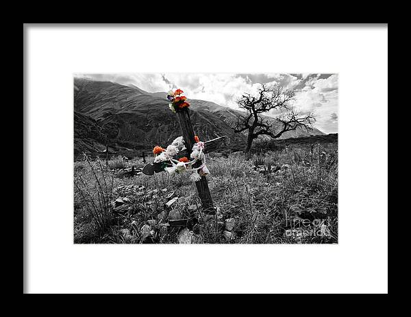 Cross Framed Print featuring the photograph Cementario Volcon Argentina by Bob Christopher