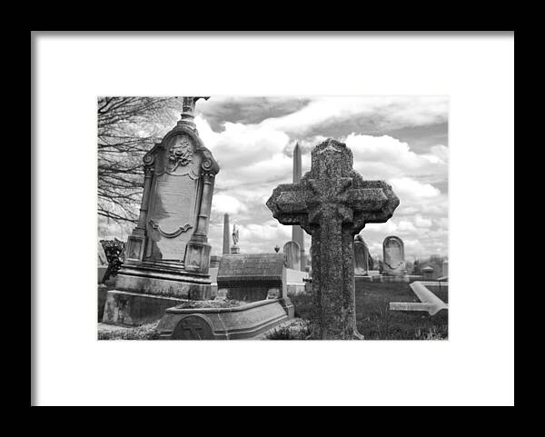 Cemetery Framed Print featuring the photograph Cemetery graves by Jennifer Ancker