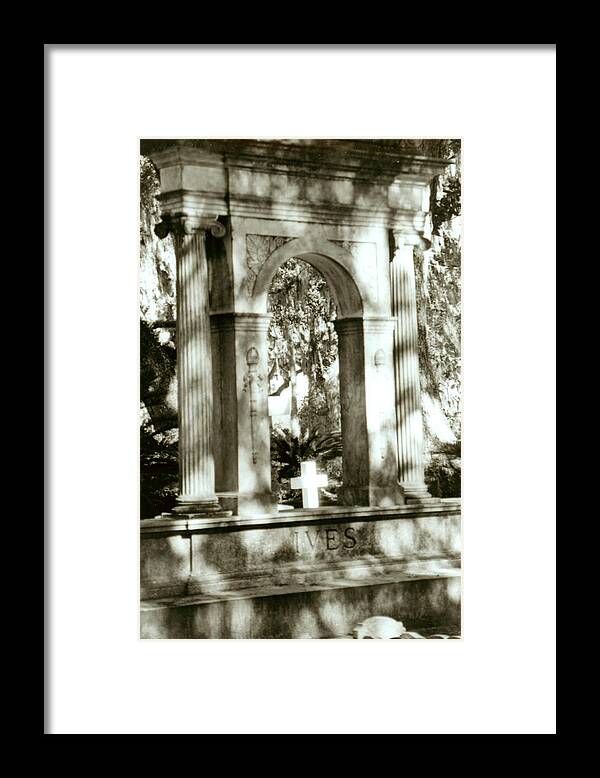 Black And White Framed Print featuring the photograph Cemetery by Jean Wolfrum
