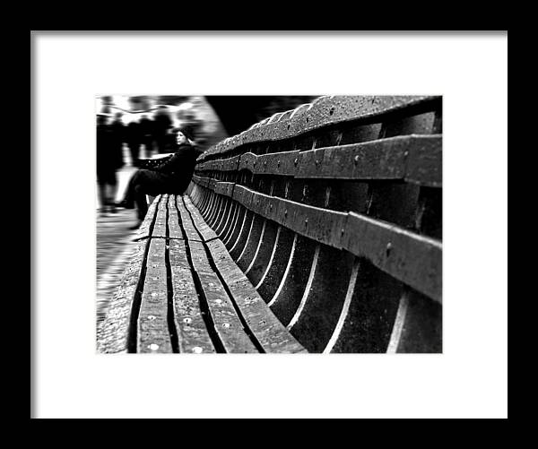 Central Park Framed Print featuring the photograph Central Park Bench by Sara Trilla