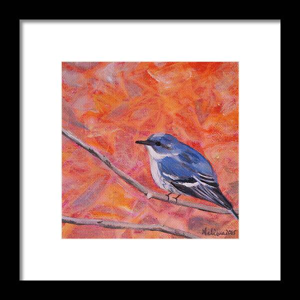 Bird Framed Print featuring the painting Cerulean Warbler - Birds in the Wild by Arlissa Vaughn