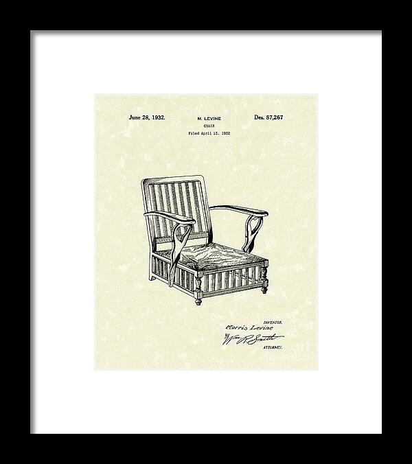 Levine Framed Print featuring the drawing Chair 1932 Patent Art by Prior Art Design