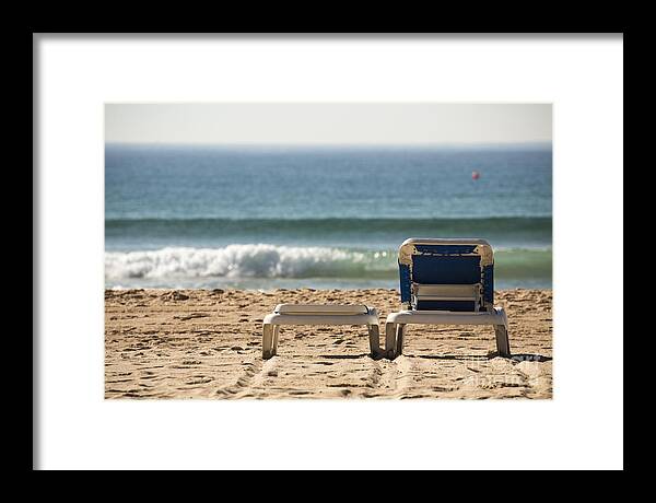 Manly Framed Print featuring the photograph Chair on beach by Sheila Smart Fine Art Photography