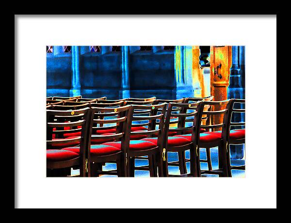 Chairs Framed Print featuring the photograph Chairs in Church by Oscar Alvarez Jr