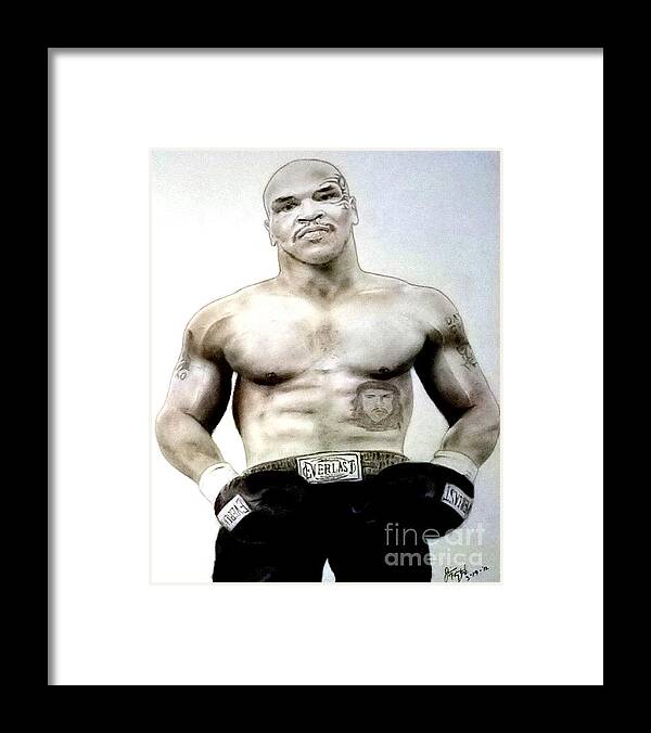 Drawing Framed Print featuring the pastel Champion Boxer and Actor Mike Tyson by Jim Fitzpatrick