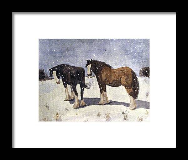 Horse Framed Print featuring the painting Chance of Flurries by Angela Davies