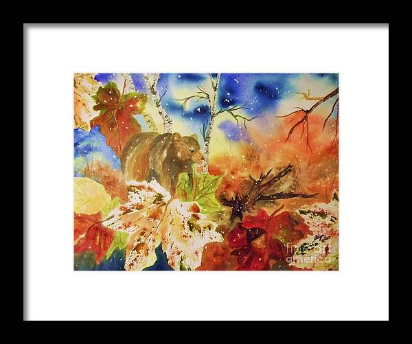Bear Framed Print featuring the painting Changing of the Seasons by Ellen Levinson