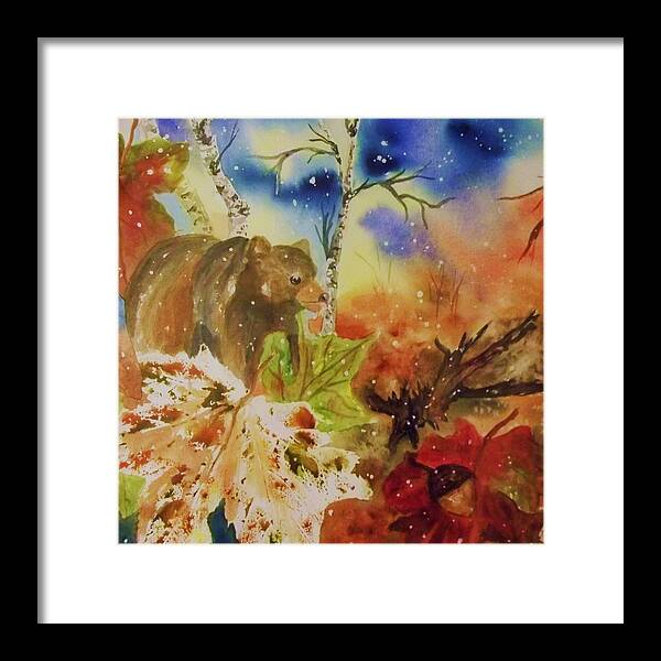 Bear Framed Print featuring the painting Changing Of The Seasons - Square Format by Ellen Levinson