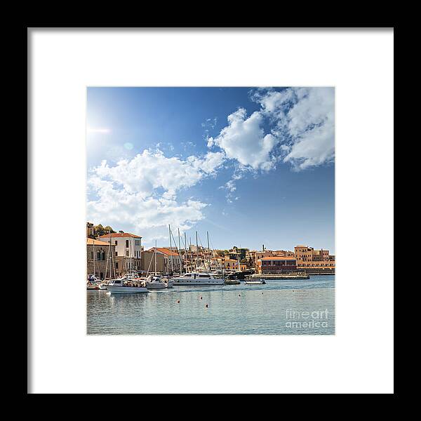 Greece Framed Print featuring the photograph Chania town on Crete by Sophie McAulay