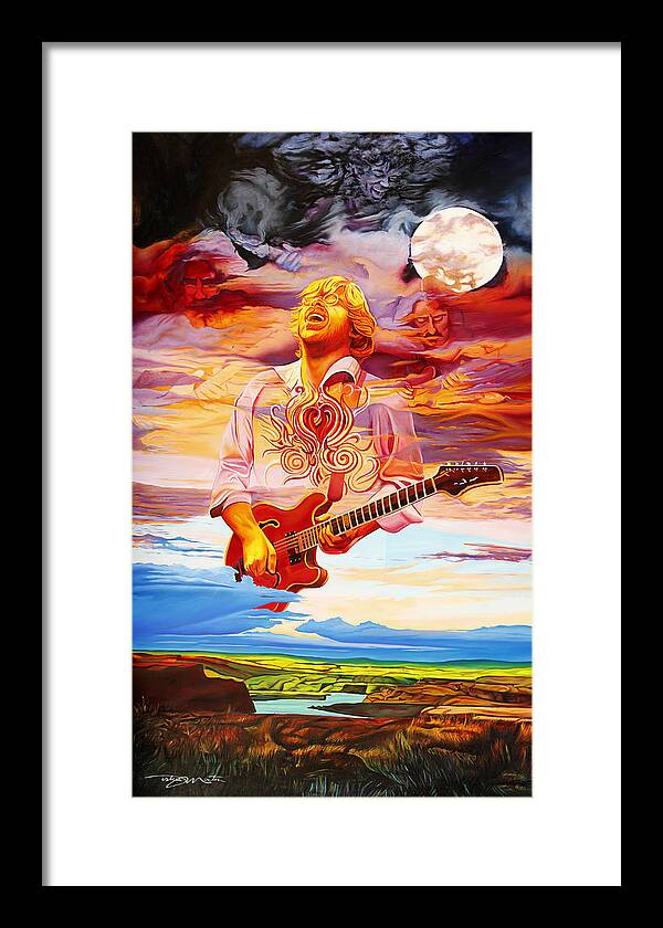 Trey Anastasio Framed Print featuring the painting Channeling the Cosmic Goo at the Gorge by Joshua Morton