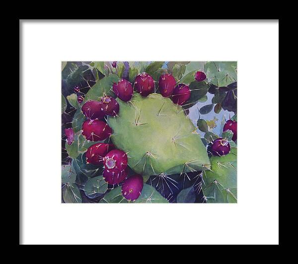 Nopal Cactus Framed Print featuring the painting Charco de Botanico by Susan Santiago