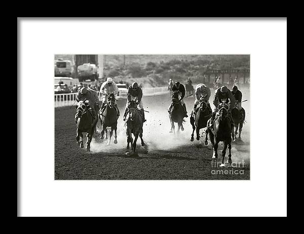 Horses Framed Print featuring the photograph Charge by Kathy McClure