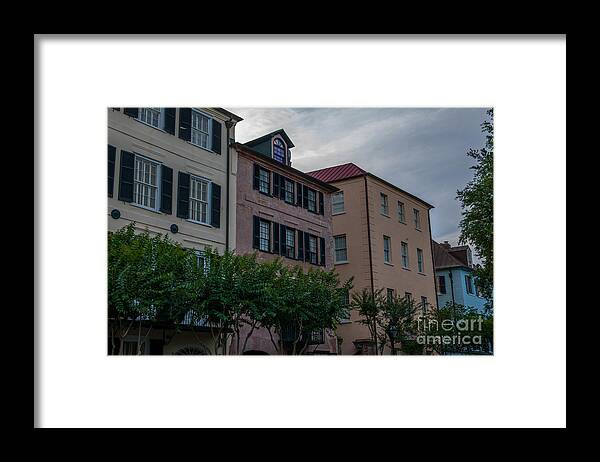 Rainbow Row Framed Print featuring the photograph Charleston Roof Tops by Dale Powell