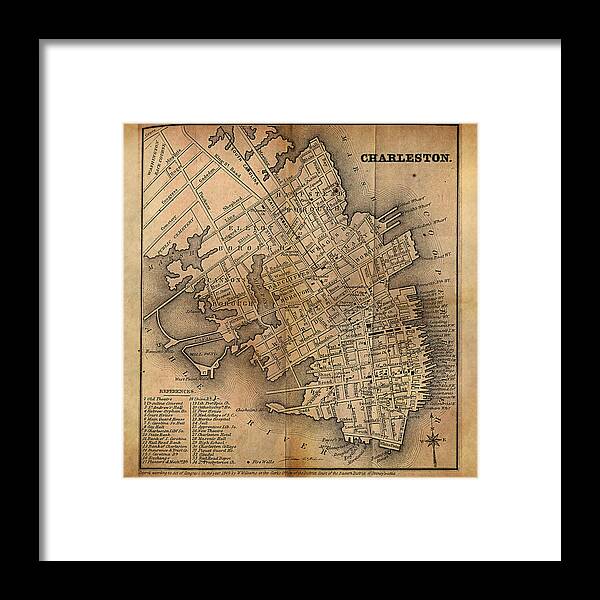 Steampunk Framed Print featuring the painting Charleston Vintage Map No. I by James Hill