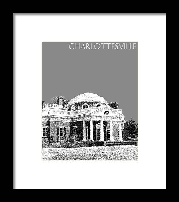 Architecture Framed Print featuring the digital art Charlottesville Skyline Monticello - Pewter by DB Artist