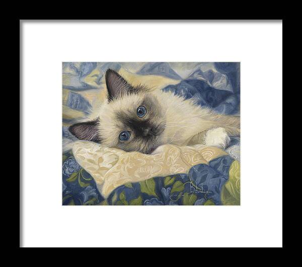 Cat Framed Print featuring the painting Charming by Lucie Bilodeau