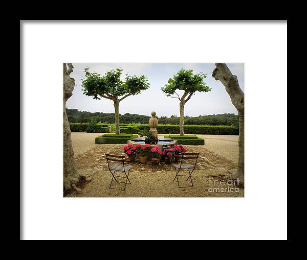 France Framed Print featuring the photograph Chateau Malherbe Fountain by Lainie Wrightson