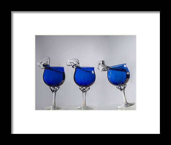 Blue Wine Glasses Framed Print featuring the photograph Cheers by Paul Geilfuss