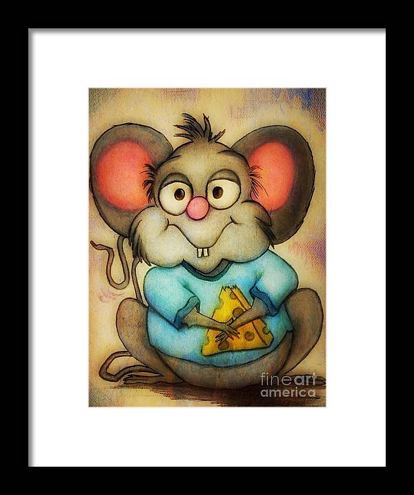 Cartoon Framed Print featuring the painting Cheeze by Vickie Scarlett-Fisher