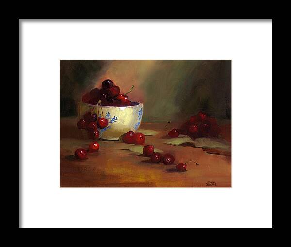 Cherries Framed Print featuring the painting Cherries by Susan Thomas