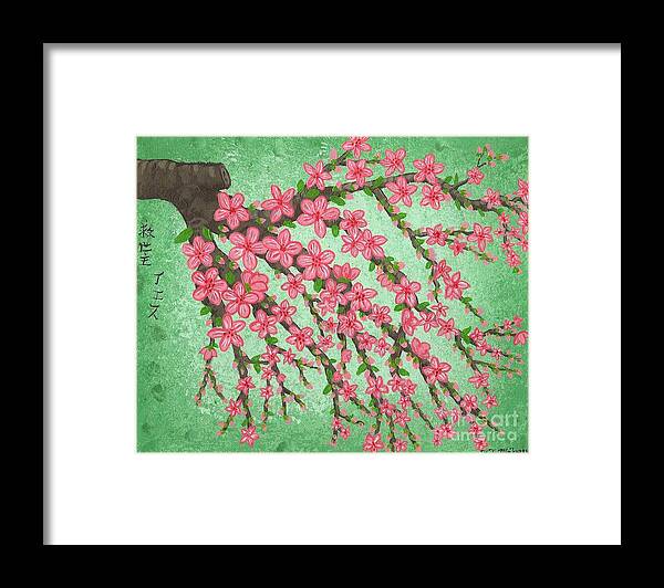 Plant Framed Print featuring the painting Cherry Blossom 2 by Vicki Maheu