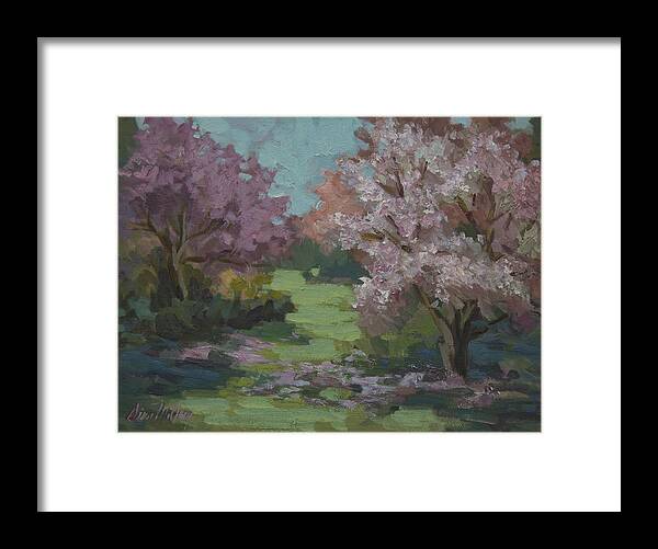 Cherry Trees Framed Print featuring the painting Cherry Blossoms by Diane McClary