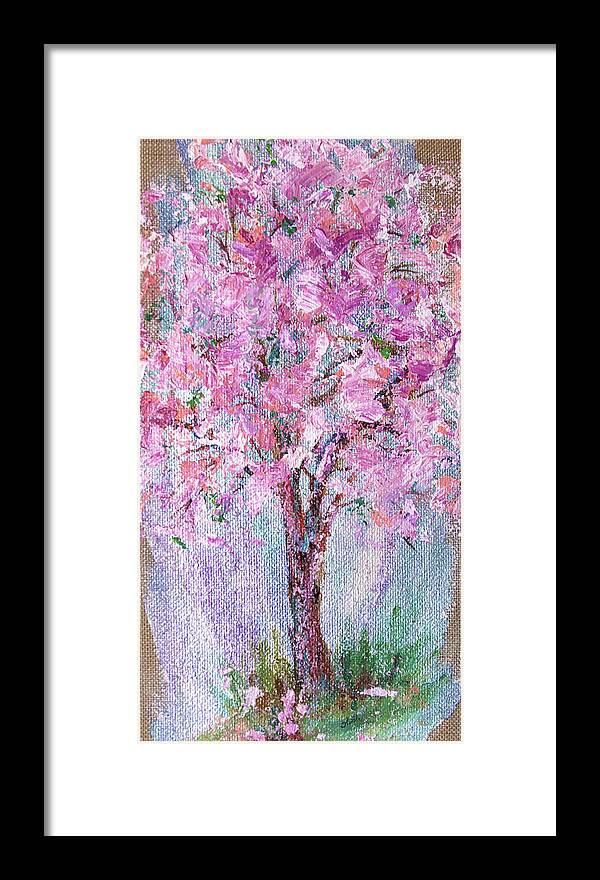 Cherry Blossoms Framed Print featuring the painting Cherry Blossoms by Sally Quillin
