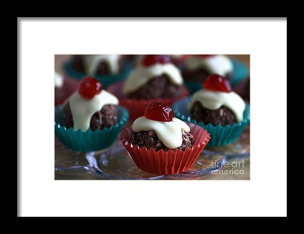 Christmas Pudding Cupcakes Framed Print featuring the photograph Cherry on top by Joy Watson
