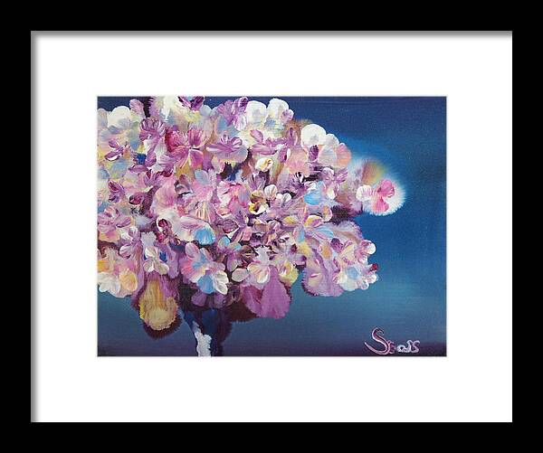 Abstract Art Framed Print featuring the painting Cherry Tree by Shiela Gosselin