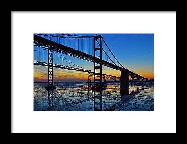 Chesapeake Bay Bridge Framed Print featuring the photograph Chesapeake Bay Bridge Reflections by Bill Swartwout