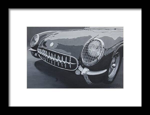 Transportation Framed Print featuring the painting Chevrolet Corvette 1954 by Anna Ruzsan