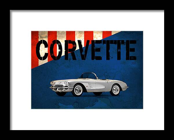 Chevrolet Corvette 1958 Framed Print featuring the photograph Chevrolet Corvette 1958 by Mark Rogan