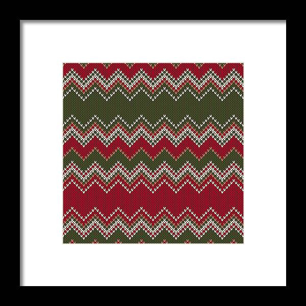 Chevron Abstract Knitted Sweater Pattern Vector Seamless Background Wool Knit Texture Imitation Framed Print
