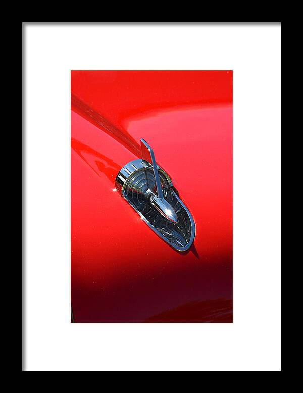 Red Framed Print featuring the photograph Chevy Hood by Dean Ferreira