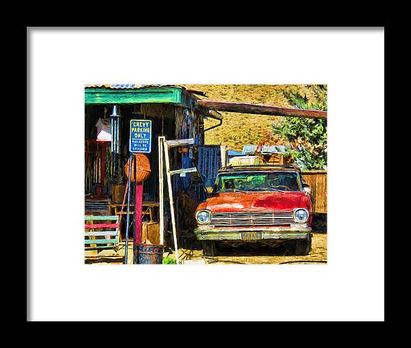 Still Life Framed Print featuring the photograph Chevy Parking ONLY by Helaine Cummins