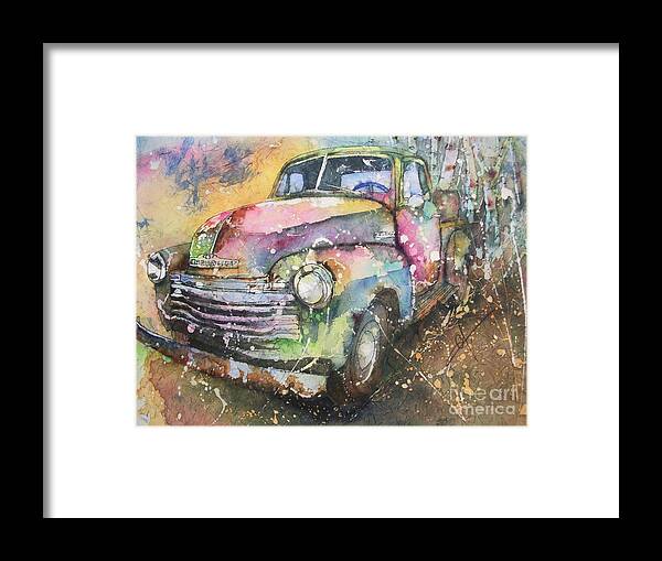 Chevy Framed Print featuring the painting Chevy Truck by Carol Losinski Naylor