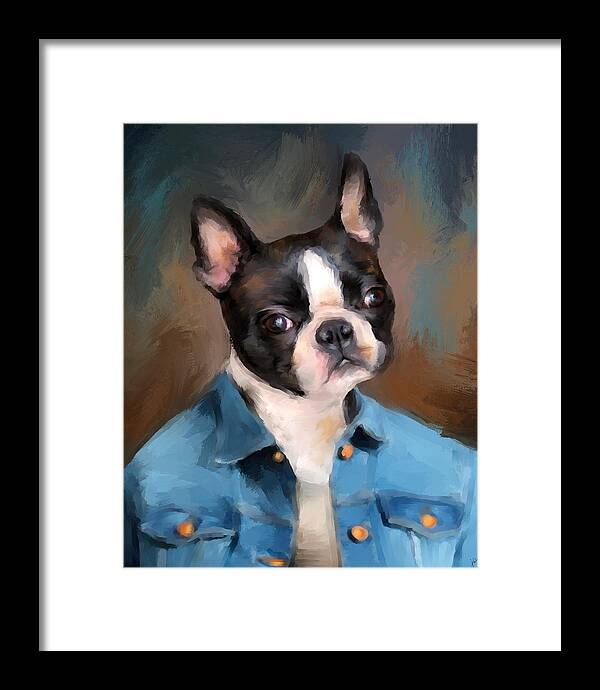 Art Framed Print featuring the painting Chic Boston Terrier by Jai Johnson