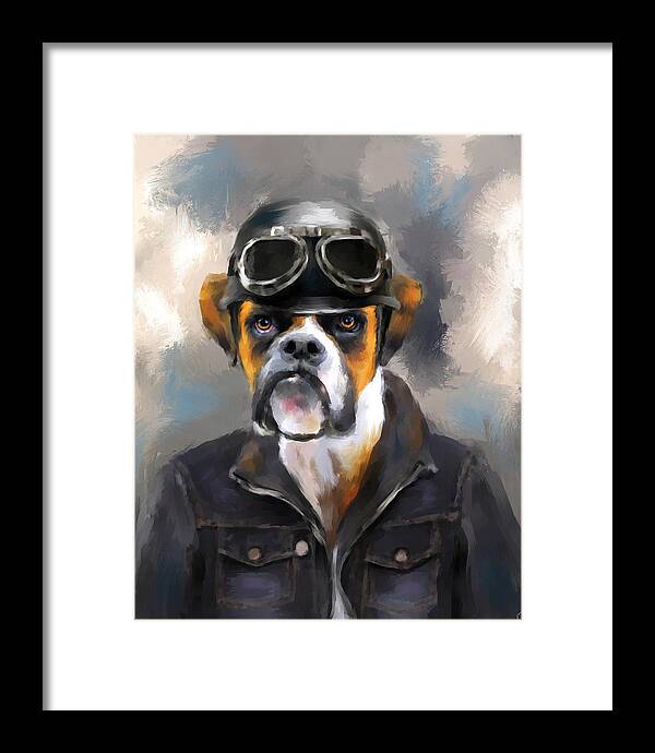 Art Framed Print featuring the painting Chic Boxer Aviator by Jai Johnson