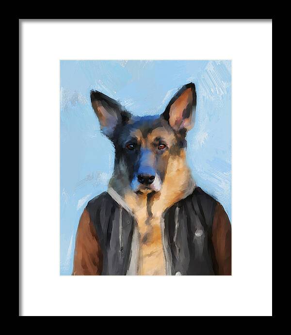 Art Framed Print featuring the painting Chic German Shepherd by Jai Johnson