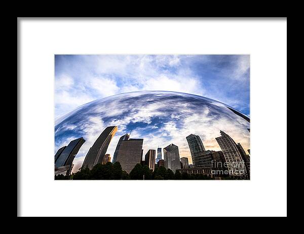 Bean Framed Print featuring the photograph Chicago Bean Cloud Gate Skyline by Paul Velgos