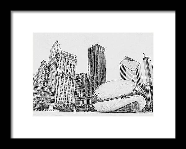 Chicago Bean Framed Print featuring the digital art Chicago Bean Millennuim Par by Dejan Jovanovic
