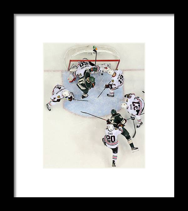 Playoffs Framed Print featuring the photograph Chicago Blackhawks V Minnesota Wild - by Hannah Foslien