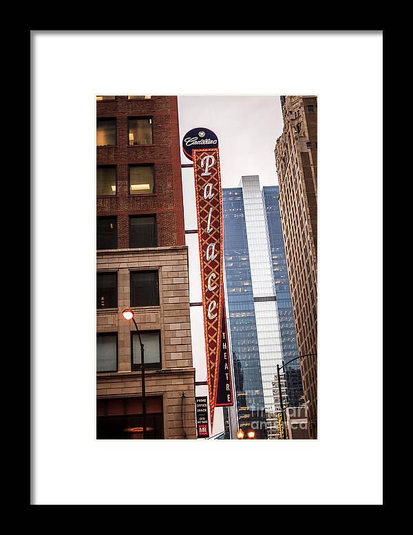 America Framed Print featuring the photograph Chicago Cadillac Palace Theatre Sign by Paul Velgos