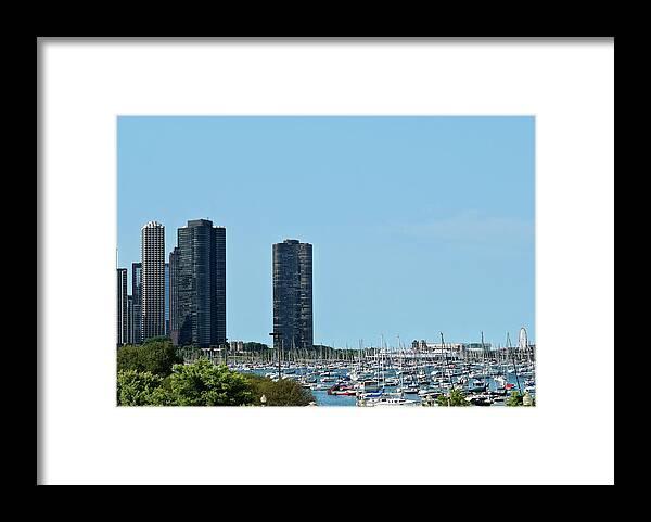 Lake Michigan Framed Print featuring the photograph Chicago City And Lake Michigan With by Fstoplight