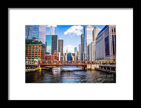 America Framed Print featuring the photograph Chicago Cityscape at Wells Street Bridge by Paul Velgos